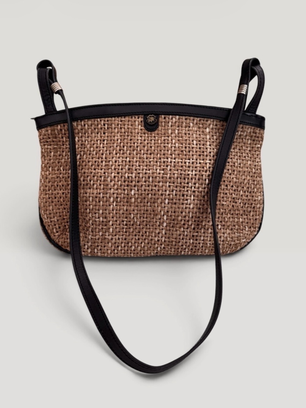 Vintage John Romain Raffia Leather Shoulder Bag 60s 70s